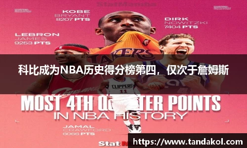 科比成为NBA历史得分榜第四，仅次于詹姆斯