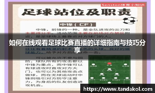 如何在线观看足球比赛直播的详细指南与技巧分享