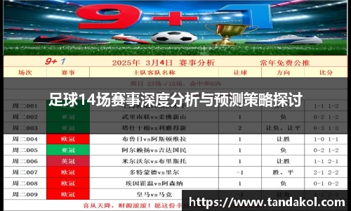 足球14场赛事深度分析与预测策略探讨